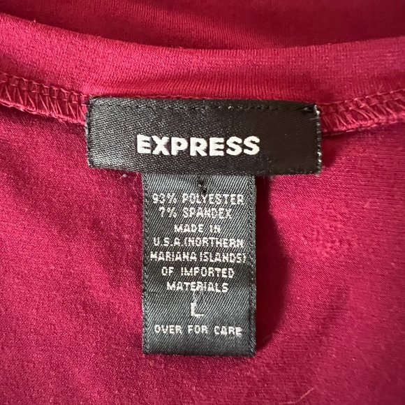 Express Wine Colored Silky Wrap Front Top - Size L - Picture 5 of 6